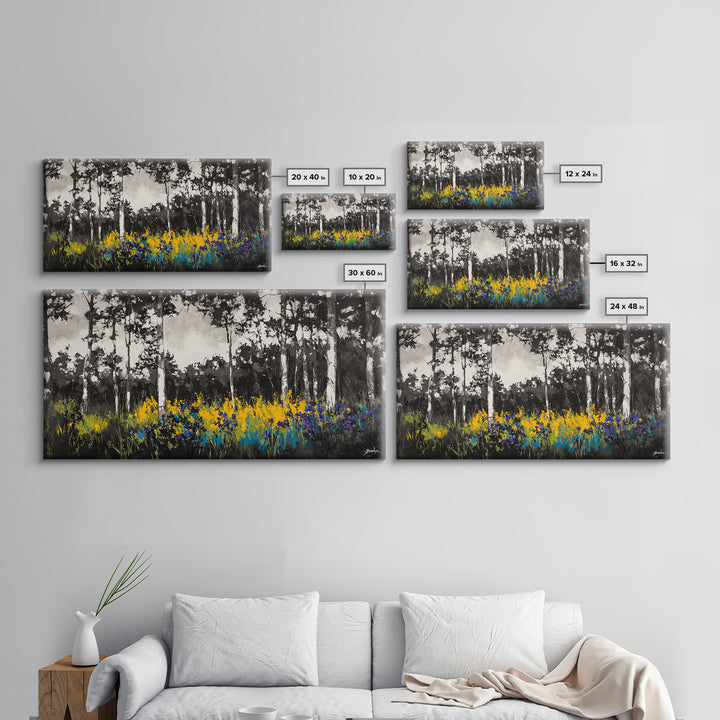 Forest Meadow, Wildflower Wall Art, Nature Canvas Print, Botanical Artwork, Rustic Home Decor, Fall Landscape, Living Room Wall Art
