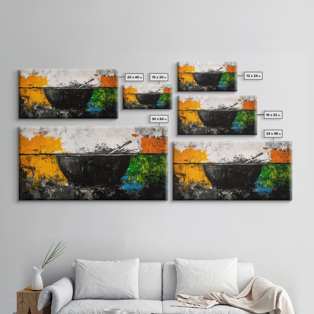 Abstract Bowl, Minimalist Kitchen Art, Modern Wall Decor, Framed Canvas Print, Contemporary Abstract Art, Dining Room Wall Art