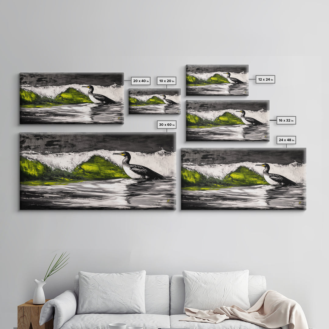 Ocean Bird, Coastal Wildlife, Beach Wall Art, Framed Canvas Print, Nautical Home Decor, Nature Inspired Art, Serene Landscape