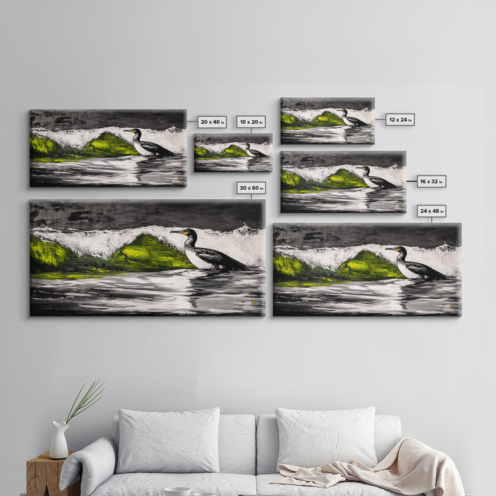 Ocean Bird, Coastal Wildlife, Beach Wall Art, Framed Canvas Print, Nautical Home Decor, Nature Inspired Art, Serene Landscape