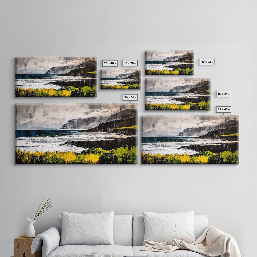 Coastal Landscape, Ocean View, Framed Canvas Print, Beach House Wall Art, Nautical Art, Minimalist Decor, Contemporary Home Art