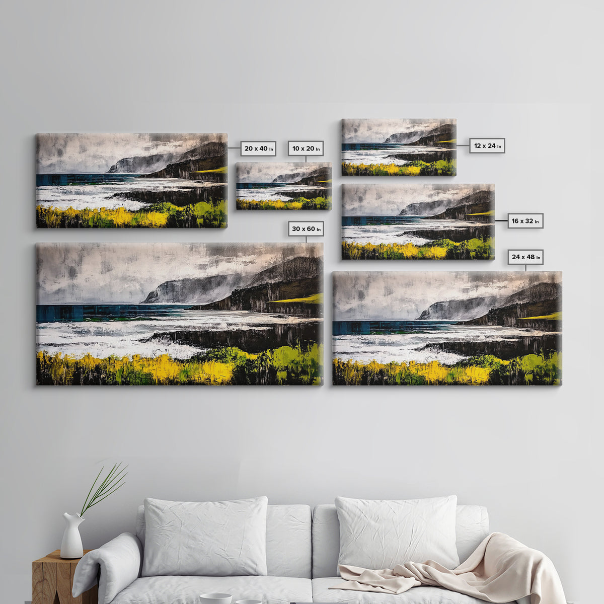 Coastal Landscape, Ocean View, Framed Canvas Print, Beach House Wall Art, Nautical Art, Minimalist Decor, Contemporary Home Art