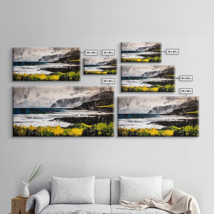 Coastal Landscape, Ocean View, Framed Canvas Print, Beach House Wall Art, Nautical Art, Minimalist Decor, Contemporary Home Art