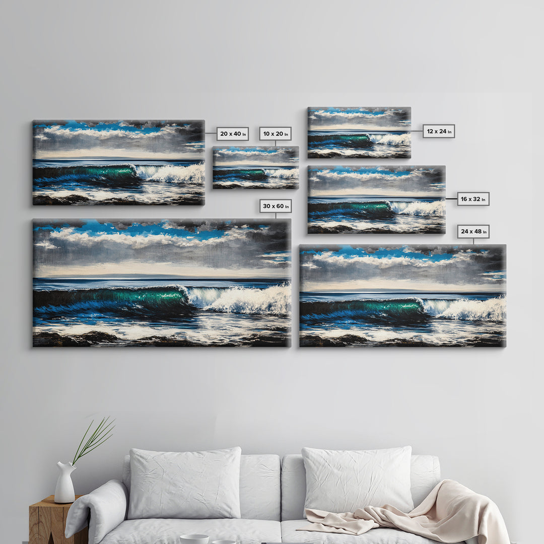 Ocean Wave, Blue Water, Seascape Painting, Canvas Print, Surf Wall Art, Beach House Decor, Coastal Living, Nautical Art, Large Wall Decor