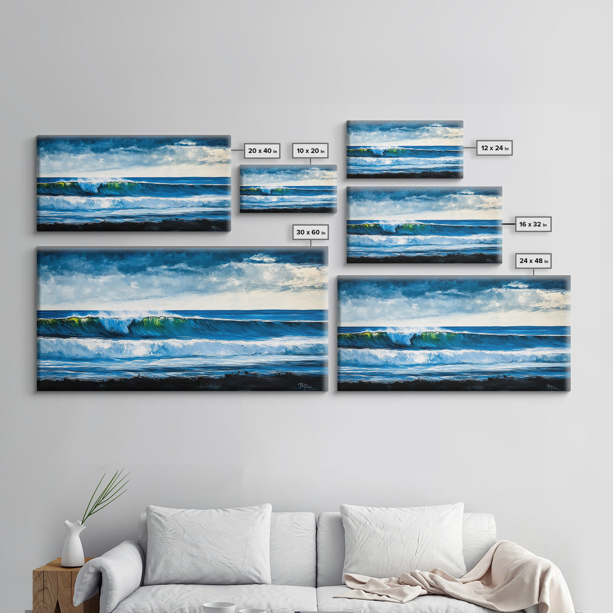 Rolling Waves, Deep Blue, Surf Art, Framed Canvas Print, Ocean Themed Decor, Beach House Art, Living Room Wall Art, Coastal Home Accent