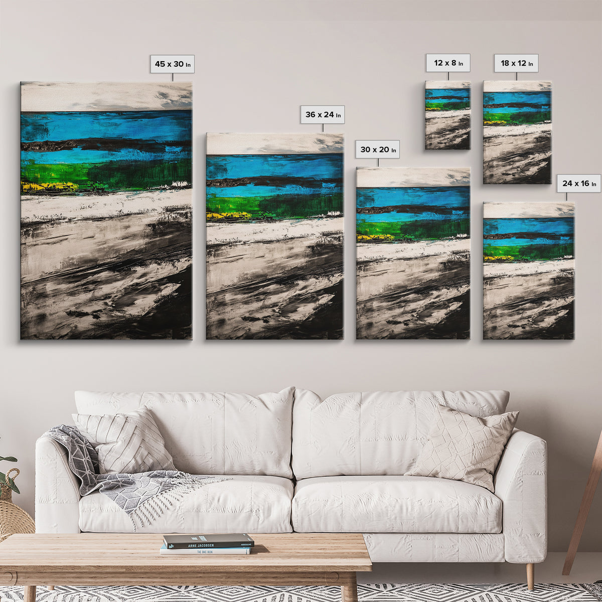 Blue Horizon, Abstract Seascape, Coastal Vibes, Nautical Decor, Framed Canvas Print, Living Room Art, Ocean Lovers Gift, Modern Wall Art