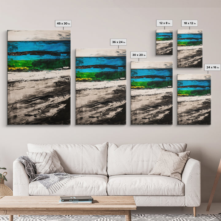 Blue Horizon, Abstract Seascape, Coastal Vibes, Nautical Decor, Framed Canvas Print, Living Room Art, Ocean Lovers Gift, Modern Wall Art