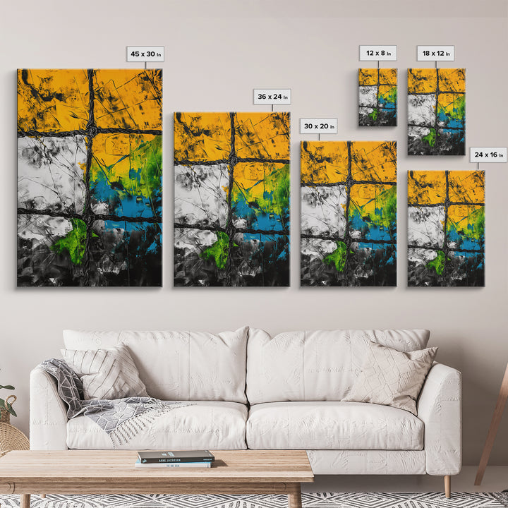 Abstract Window, Textured Painting, Industrial Style, Framed Canvas Print, Living Room Wall Art, Geometric Decor, Contemporary Home Accent