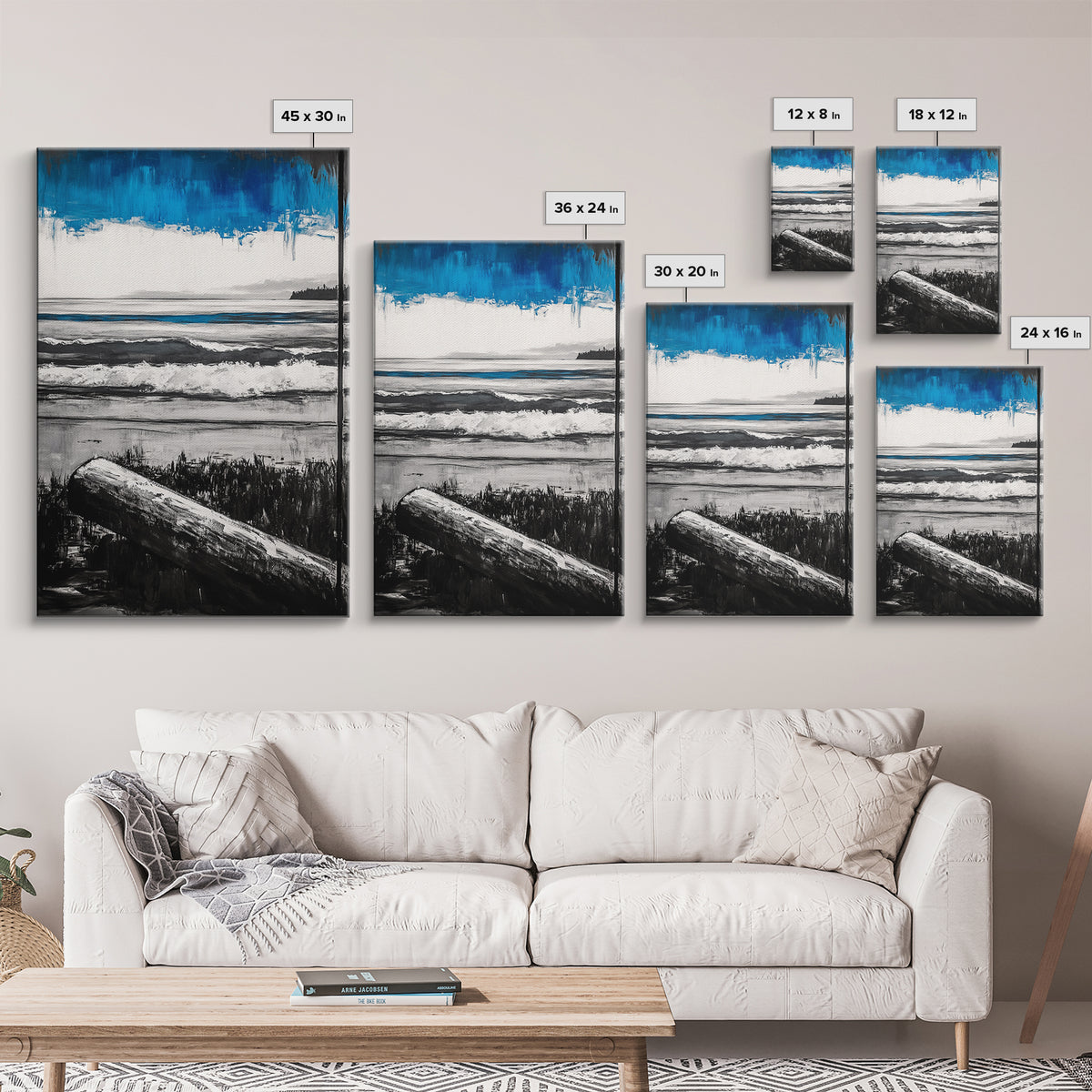 Ocean Serenity, Coastal Landscape, Nautical Wall Art, Beach House Decor, Framed Canvas Print, Living Room Wall Art, Seascape Painting