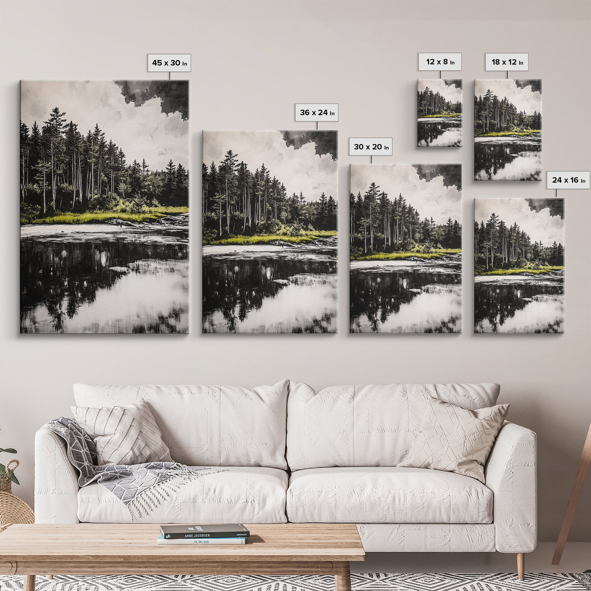 Coastal Serenity, Black and White Wall Art, Ocean Waves, Minimalist Landscape, Nautical Home Decor, Modern Art, Framed Canvas Print