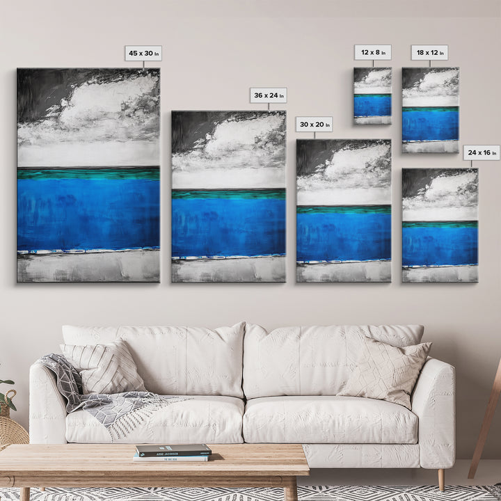 Blue Ocean, Minimalist Seascape, Canvas Print, Beach House Decor, Coastal Wall Art, Modern Abstract, Living Room Art, Nautical Decor