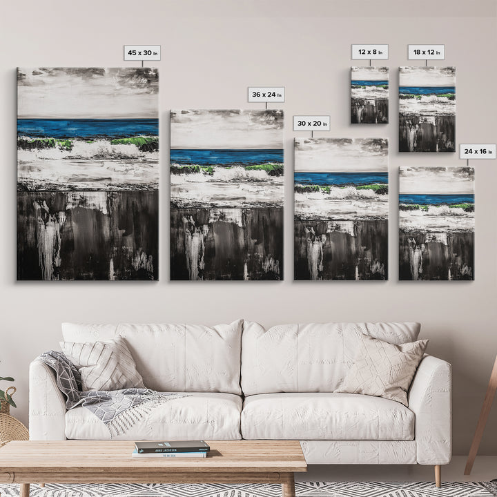 Abstract River, Black and White, Nature Art, Canvas Print, Serene Landscape, Minimalist Home Decor, Modern Wall Art