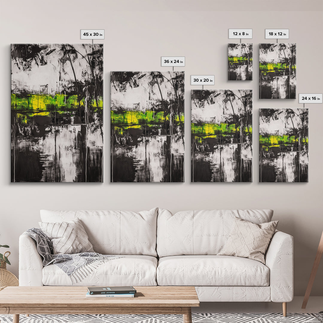 Abstract Forest, Black and White Art, Moody Nature Painting, Contemporary Wall Decor, Modern Office Art, Canvas Print