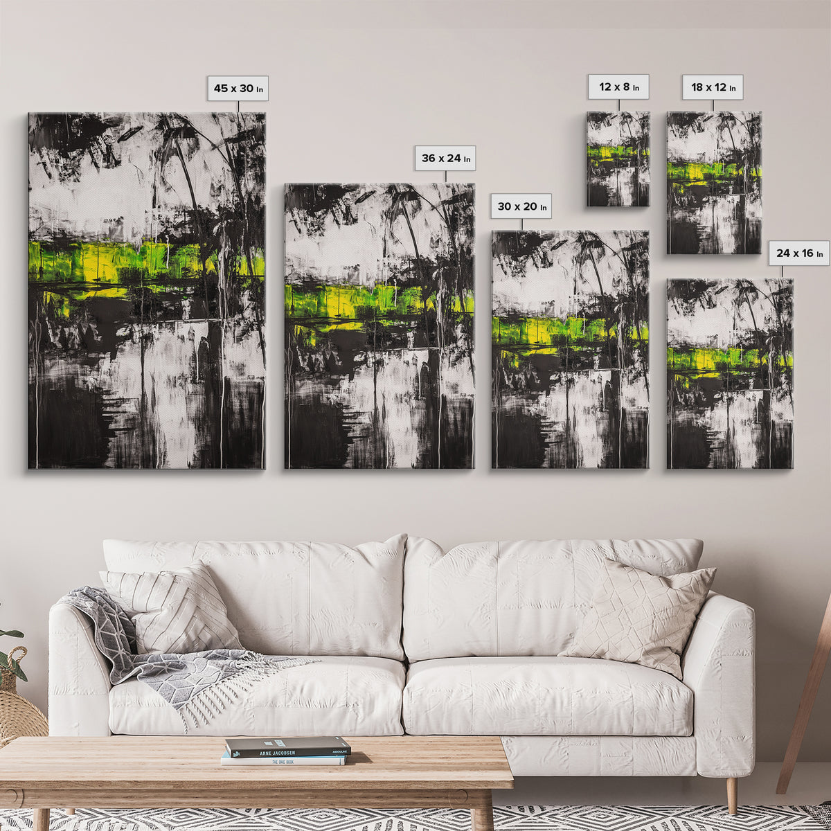 Abstract Forest, Black and White Art, Moody Nature Painting, Contemporary Wall Decor, Modern Office Art, Canvas Print