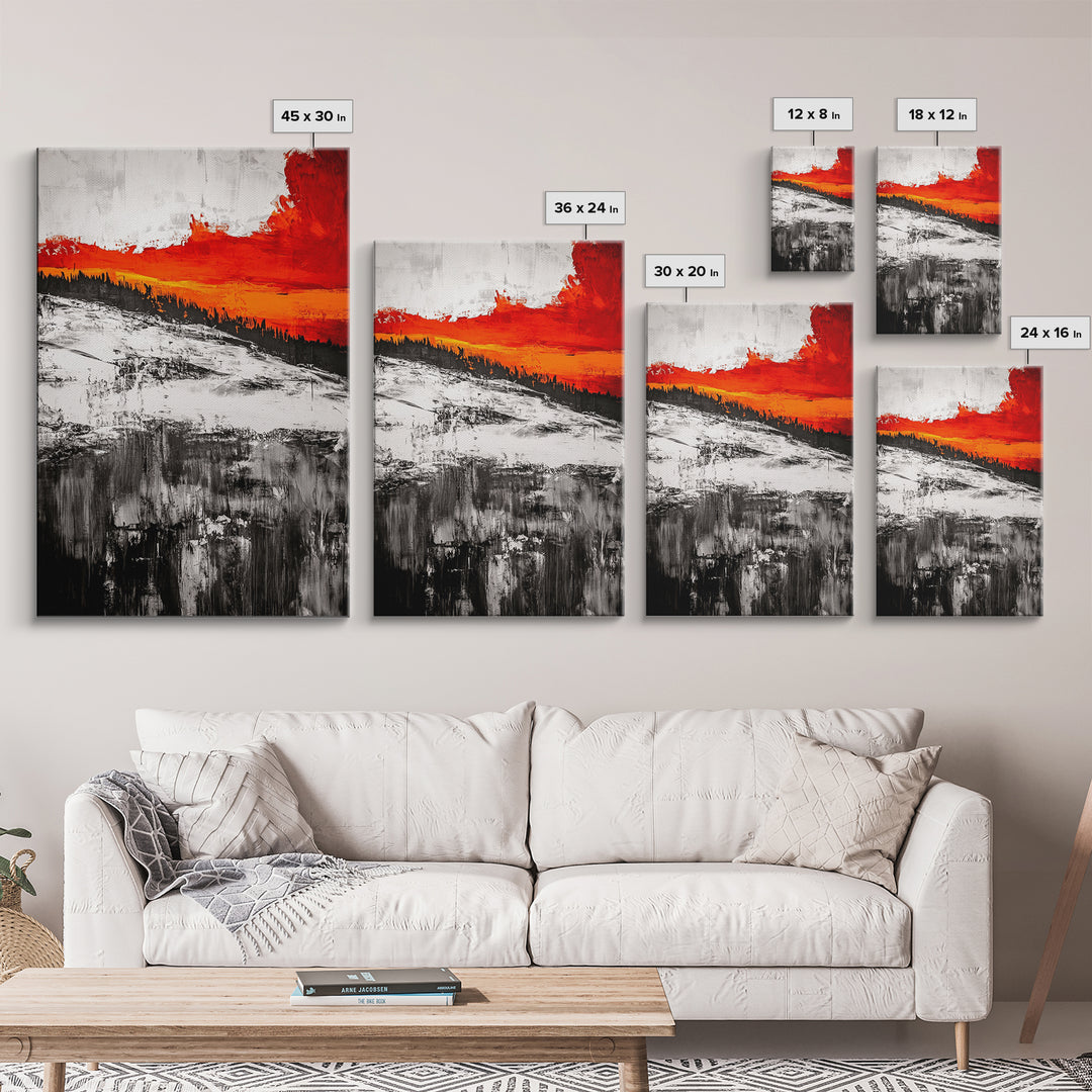Sunset Horizon, Abstract Landscape, Fall Home Decor, Living Room Wall Art, Modern Wall Print, Nature Inspired, Framed Canvas Print