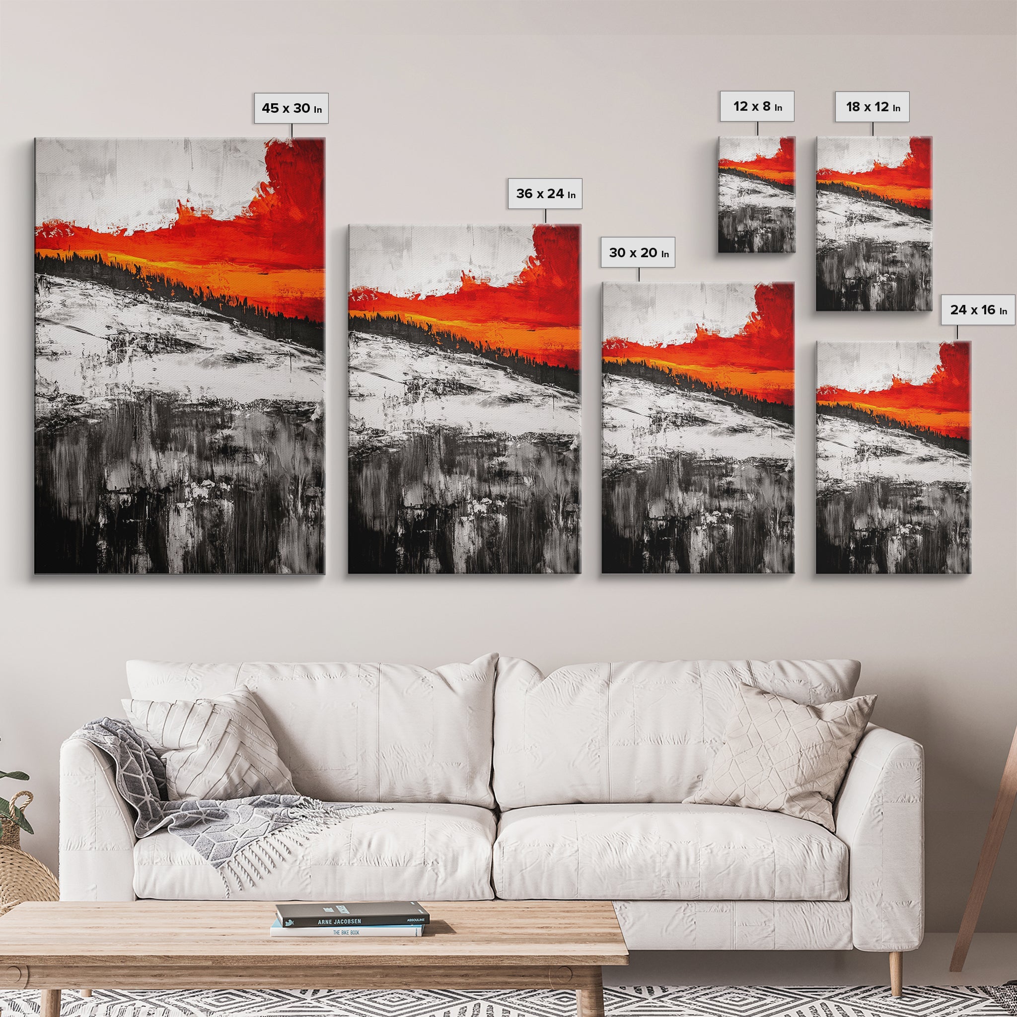 Sunset Horizon, Abstract Landscape, Fall Home Decor, Living Room Wall Art, Modern Wall Print, Nature Inspired, Framed Canvas Print