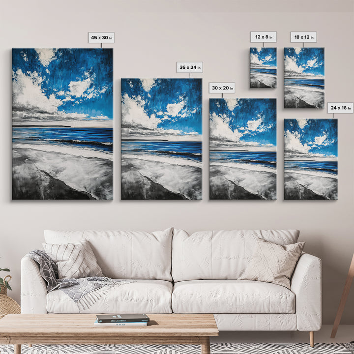 Blue Ocean, Tranquil Beach Scene, Coastal Home Decor, Seascape Wall Art, Nature Inspired, Modern Minimalist, Canvas Print