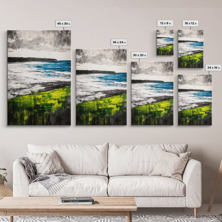 Coastal Serenity, Ocean View, Beach Horizon, Framed Canvas Print, Seascape Art, Modern Home Decor, Nautical Wall Art, Office Decor