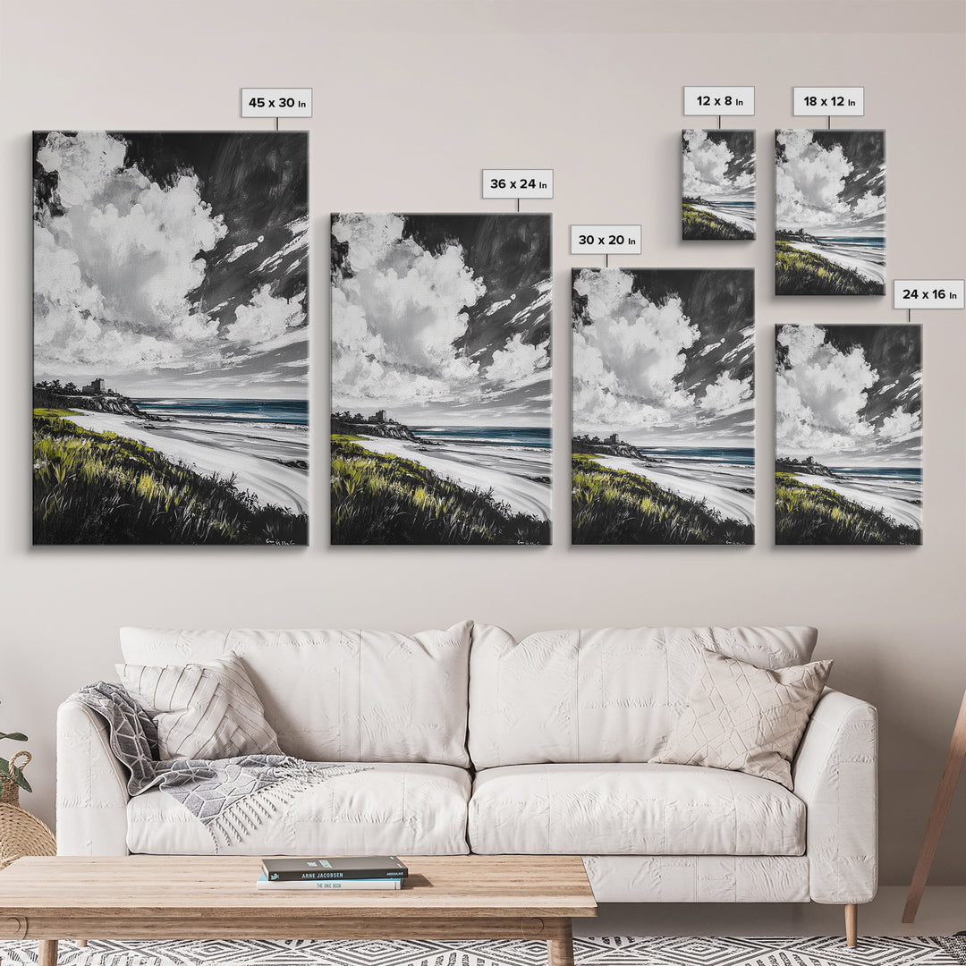 Castle View, Dramatic Seascape Art, Coastal Landscape Print, Nautical Decor, Ocean Lover Gift, Framed Canvas Print, Travel Aesthetic