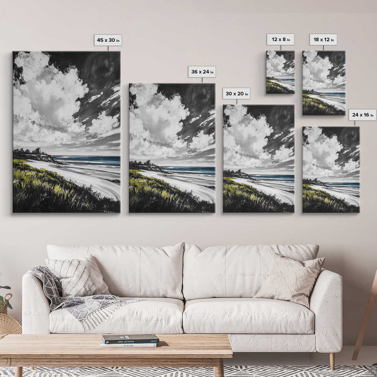 Castle View, Dramatic Seascape Art, Coastal Landscape Print, Nautical Decor, Ocean Lover Gift, Framed Canvas Print, Travel Aesthetic