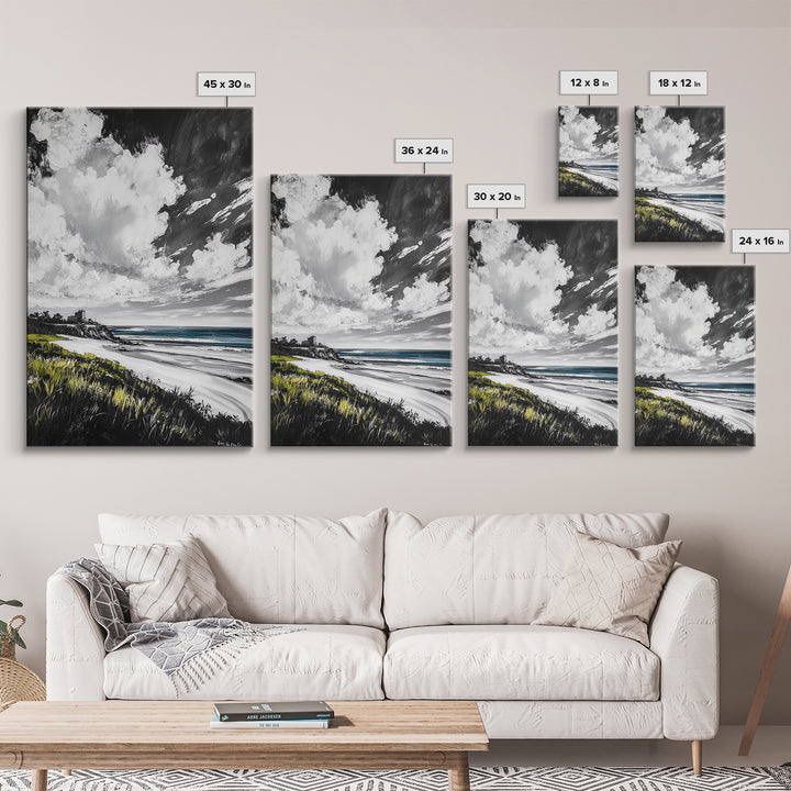 Castle View, Dramatic Seascape Art, Coastal Landscape Print, Nautical Decor, Ocean Lover Gift, Framed Canvas Print, Travel Aesthetic