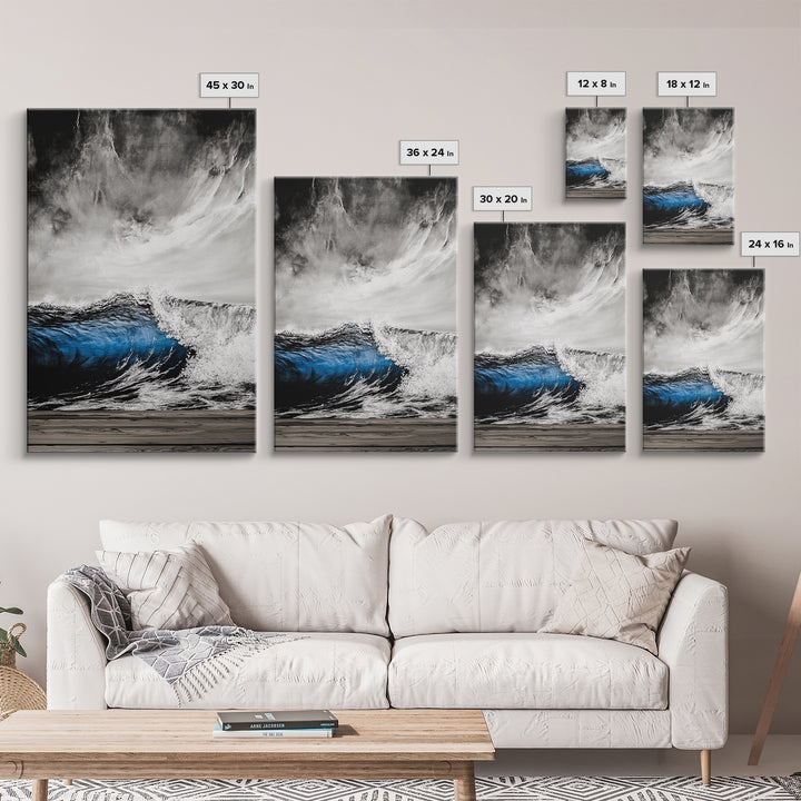 Ocean Wave, Stormy Sea, Dramatic Water, Coastal Art, Canvas Print, Nautical Wall Decor, Living Room Statement Piece, Moody Seascape
