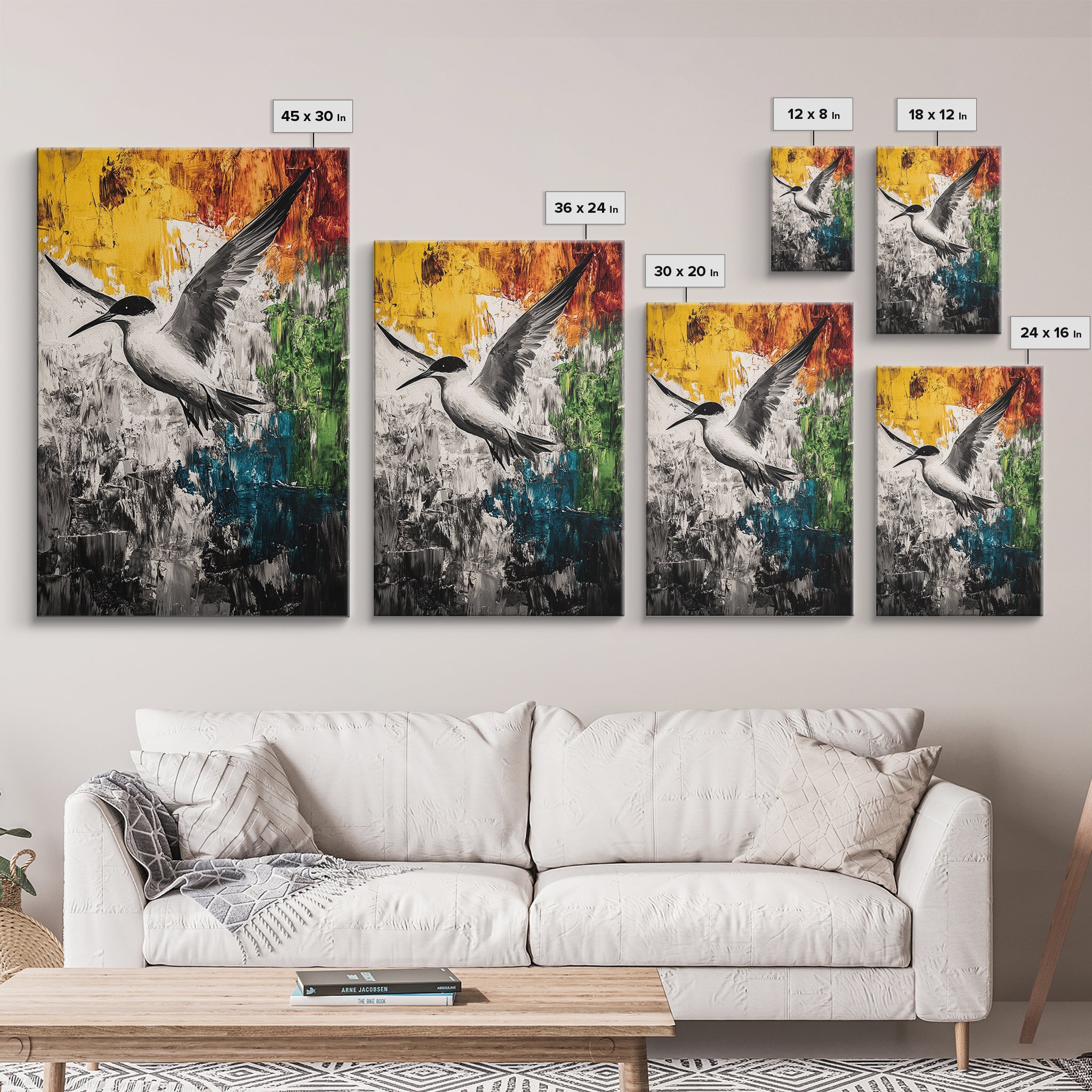 Abstract Bird, Colorful Nature Art, Modern Wildlife Painting, Coastal Framed Canvas Print, Boho Wall Art, Nature Lover Gift, Bedroom Decor