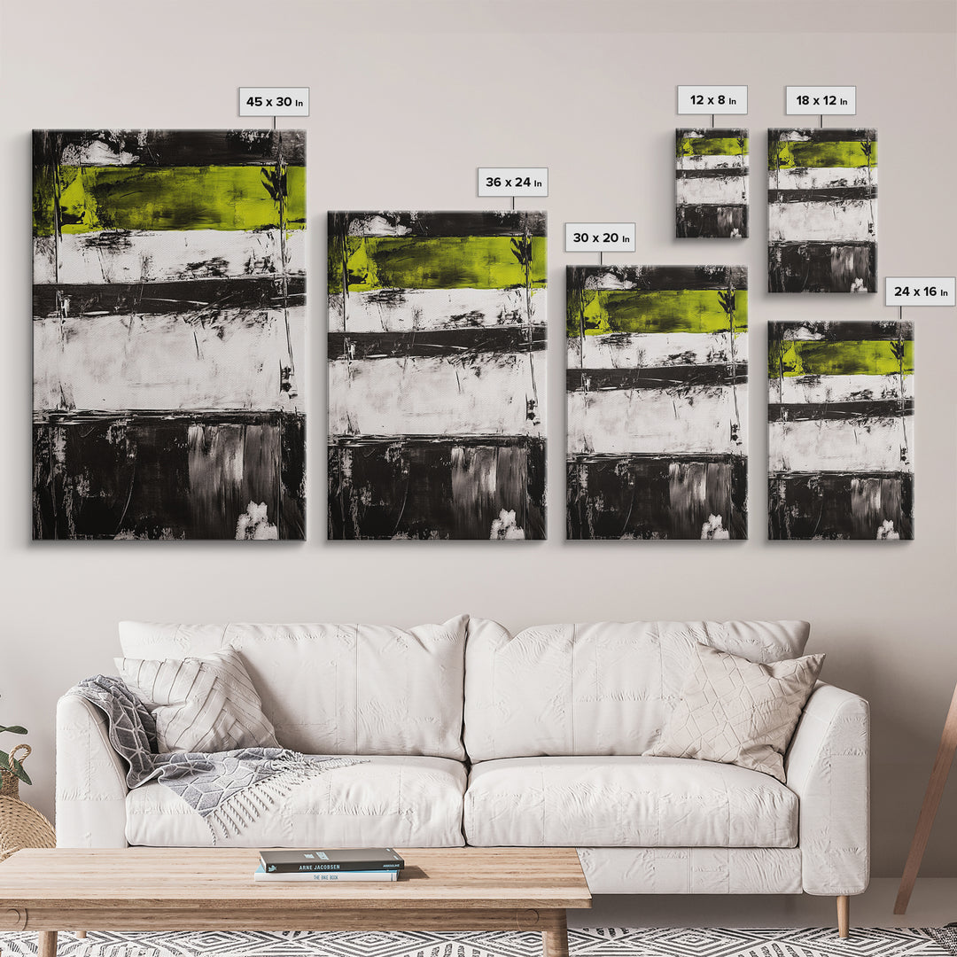 Black and Green, Abstract Expressionism, Modern Canvas Print, Minimalist Art, Bold Statement Piece, Home Office Decor, Unique Artwork