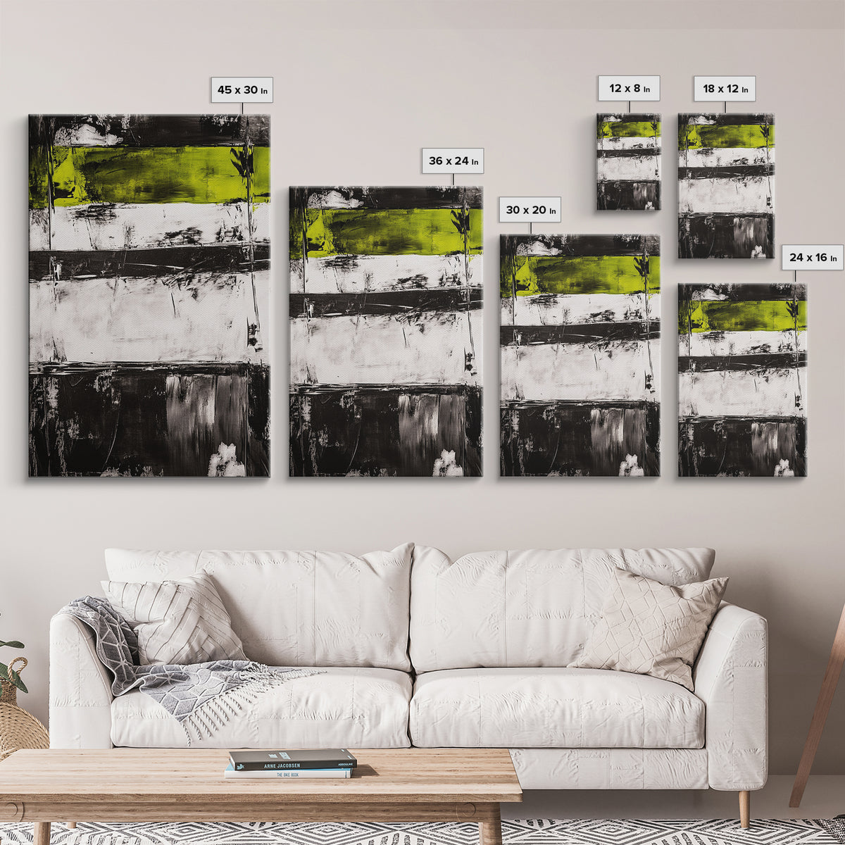 Black and Green, Abstract Expressionism, Modern Canvas Print, Minimalist Art, Bold Statement Piece, Home Office Decor, Unique Artwork