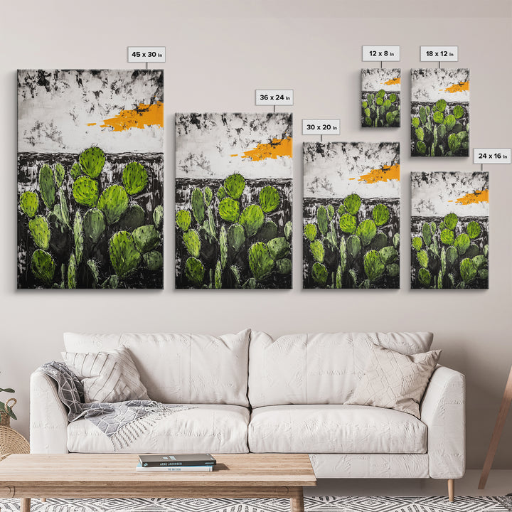 Cactus Art, Desert Scene, Framed Canvas Print, Southwest Wall Art, Boho Home Decor, Minimalist Nature Art, Living Room Statement Piece