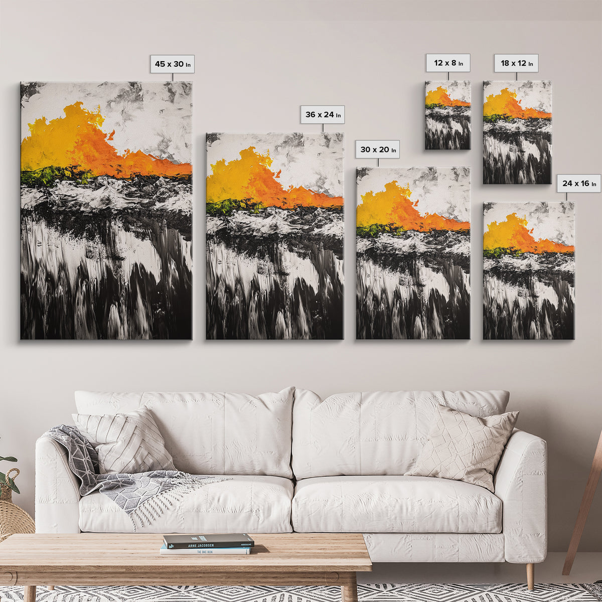 Abstract Fire, Bold Brushstrokes, Framed Canvas Print, Modern Expressionist Art, Living Room Accent, Dramatic Wall Decor, Fall Art