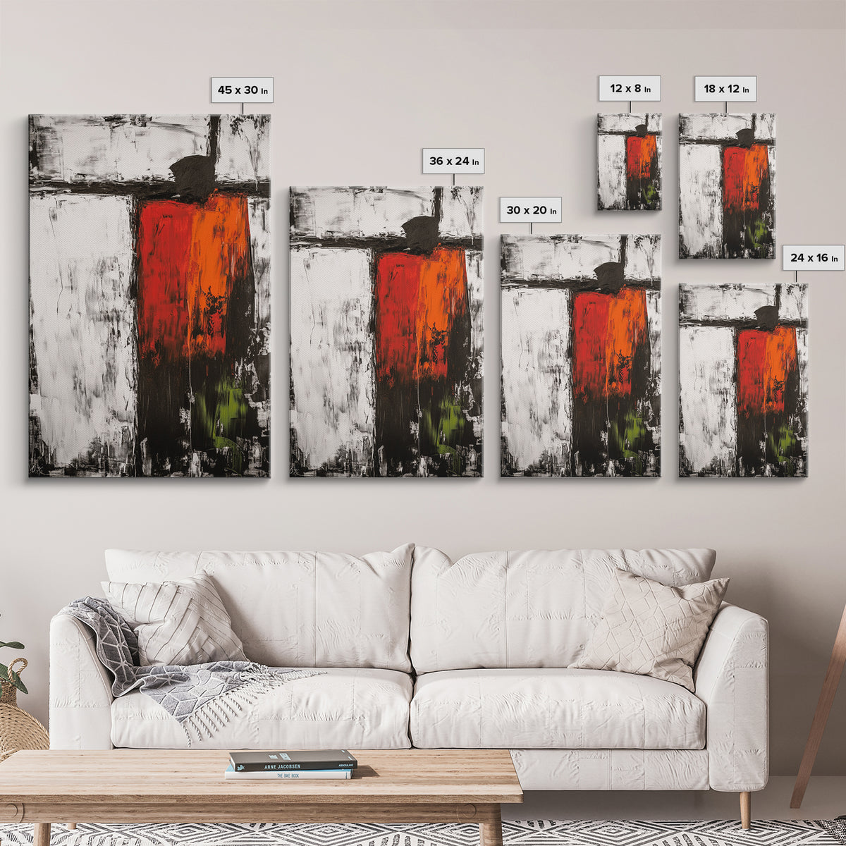 Bold Abstract, Red and Black Painting, Modern Canvas Print, Living Room Wall Art, Statement Art, Large Contemporary Artwork