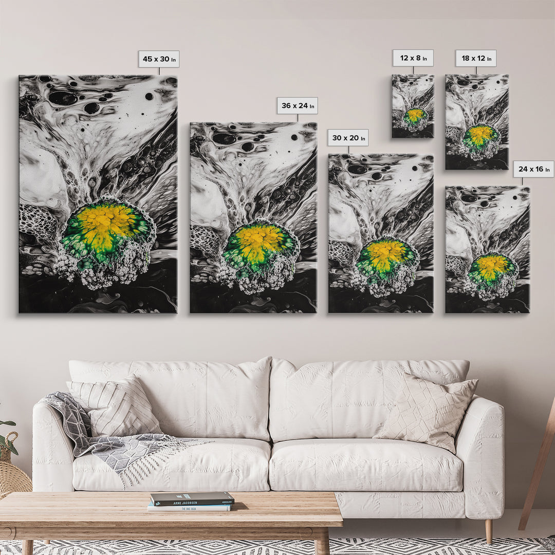 Abstract Fluid Art, Black and White Print, Modern Home Decor, Unique Swirl Art, Office Wall Art, Monochrome Aesthetic, Framed Canvas Print