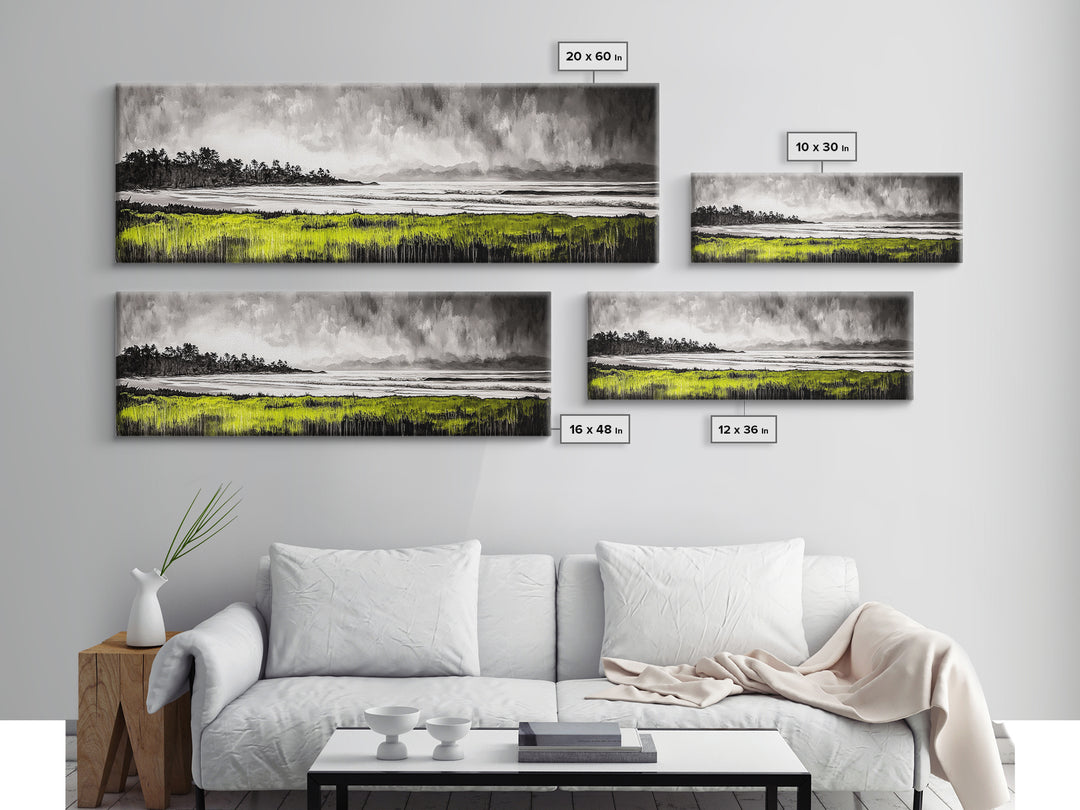 Coastal Storm, Ocean Waves, Black White Gray, Canvas Print, Beach House Decor, Nautical Wall Art, Modern Seascape, Bedroom Art