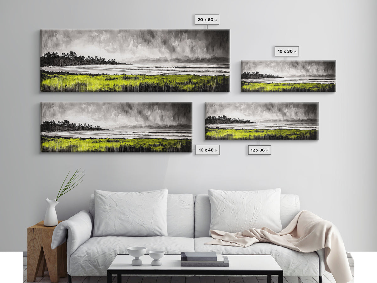 Coastal Storm, Ocean Waves, Black White Gray, Canvas Print, Beach House Decor, Nautical Wall Art, Modern Seascape, Bedroom Art