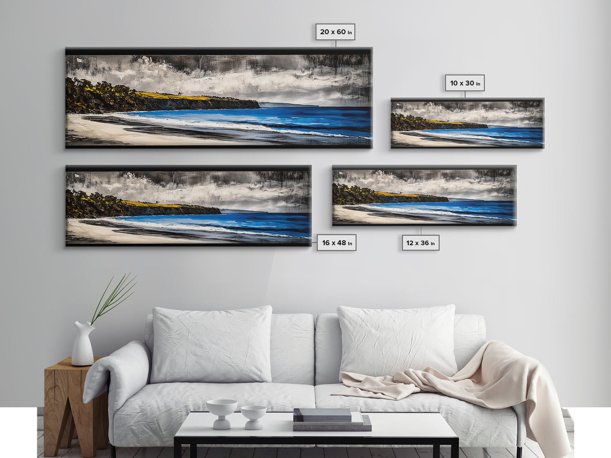 Rocky Shoreline, Stormy Coast, Ocean View, Coastal Canvas Print, Moody Landscape, Framed Canvas Print, Living Room Art, Nature Wall Decor