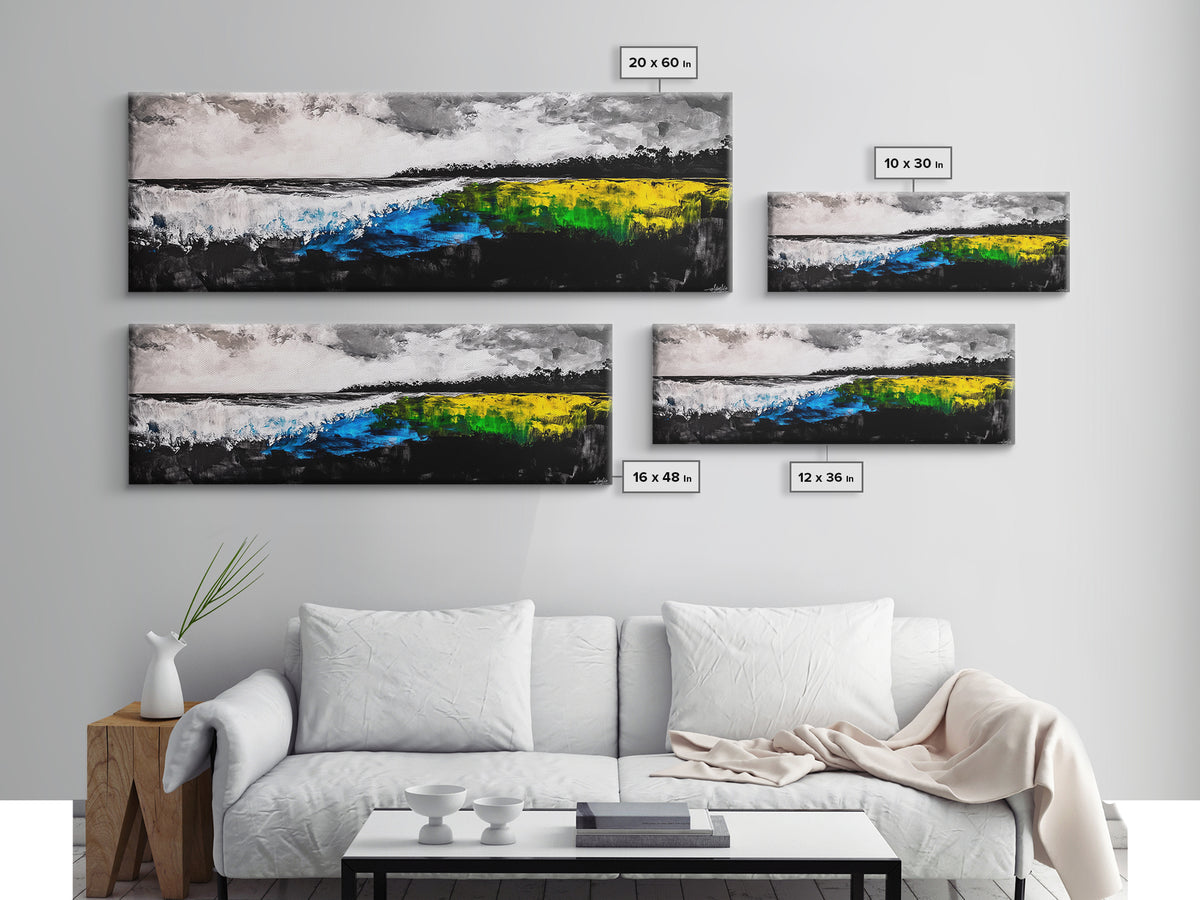 Abstract Beach, Coastal Canvas Print, Ocean Wall Art, Minimalist Seascape, Blue Art, Modern Decor, Living Room Art, Nautical Print