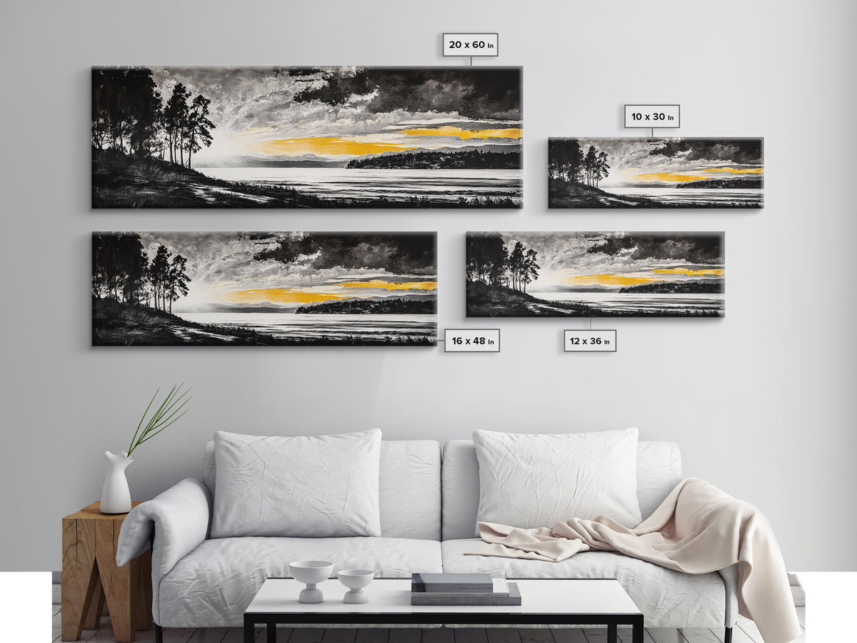 Sunset Landscape Art, Moody Sky Print, Nature Wall Decor, Mountain View Artwork, Rustic Home Decor, Warm Tones, Canvas Print