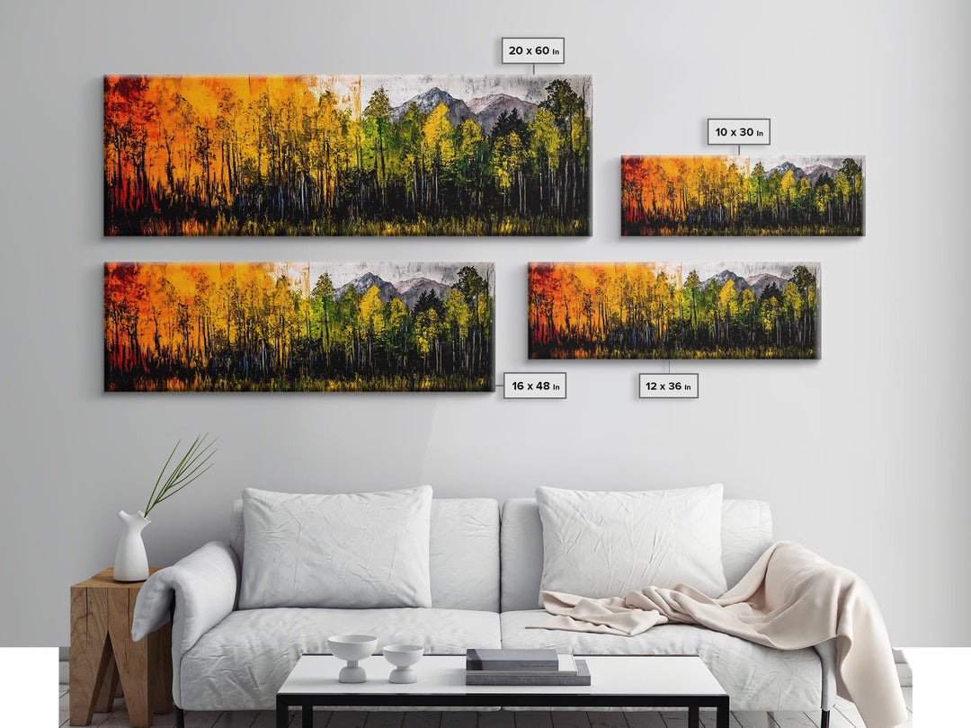 Autumn Trees, Mountain View, Framed Canvas Print, Fall Landscape Art, Rustic Home Decor, Large Wall Art, Warm Color Wall Art