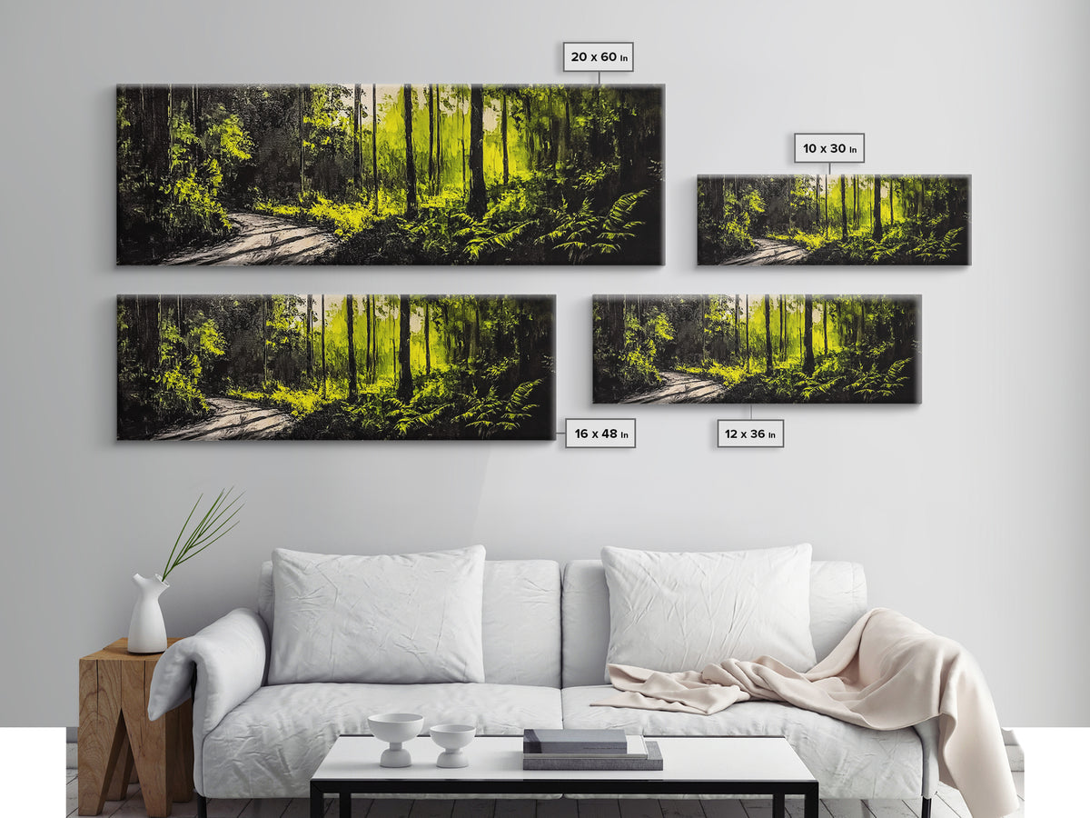 Dark Forest, Mystical Path, Framed Canvas Print, Nature Inspired Wall Art, Greenery Home Decor, Large Wall Art, Living Room Art