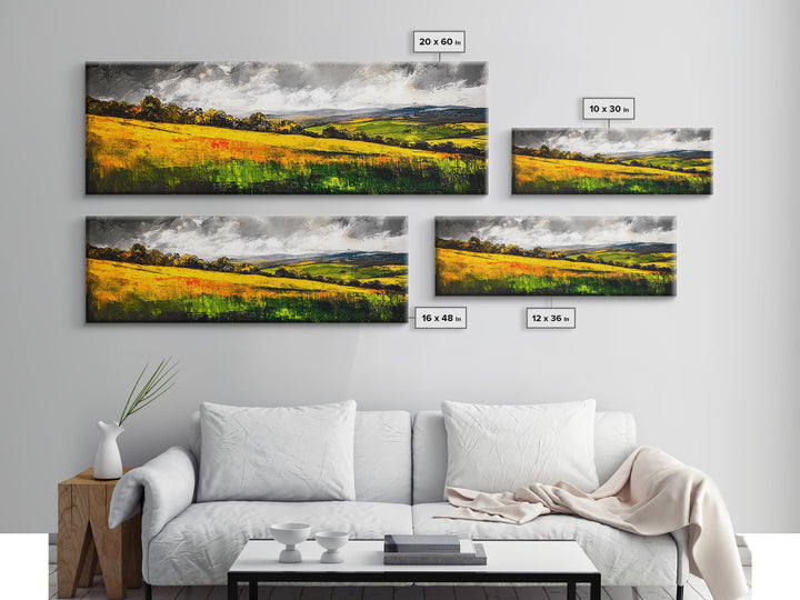 Rolling Hills, Golden Fields, Nature Landscape Art, Framed Canvas Print, Rustic Home Decor, Modern Farmhouse Wall Art, Large Artwork