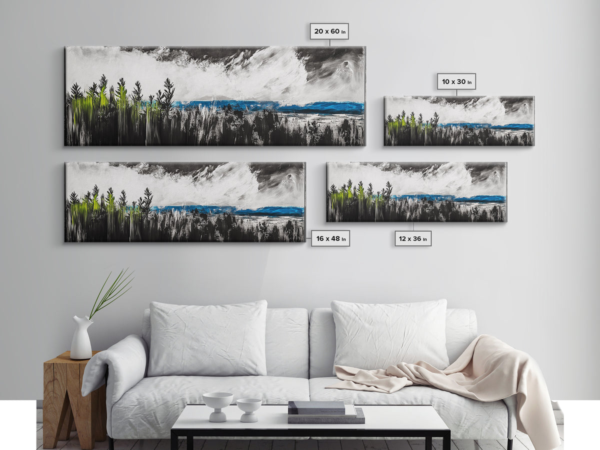 Dark Seascape, Moody Ocean, Coastal Wall Art, Framed Canvas Print, Nautical Decor, Modern Black and White, Ocean Horizon, Stormy Sky