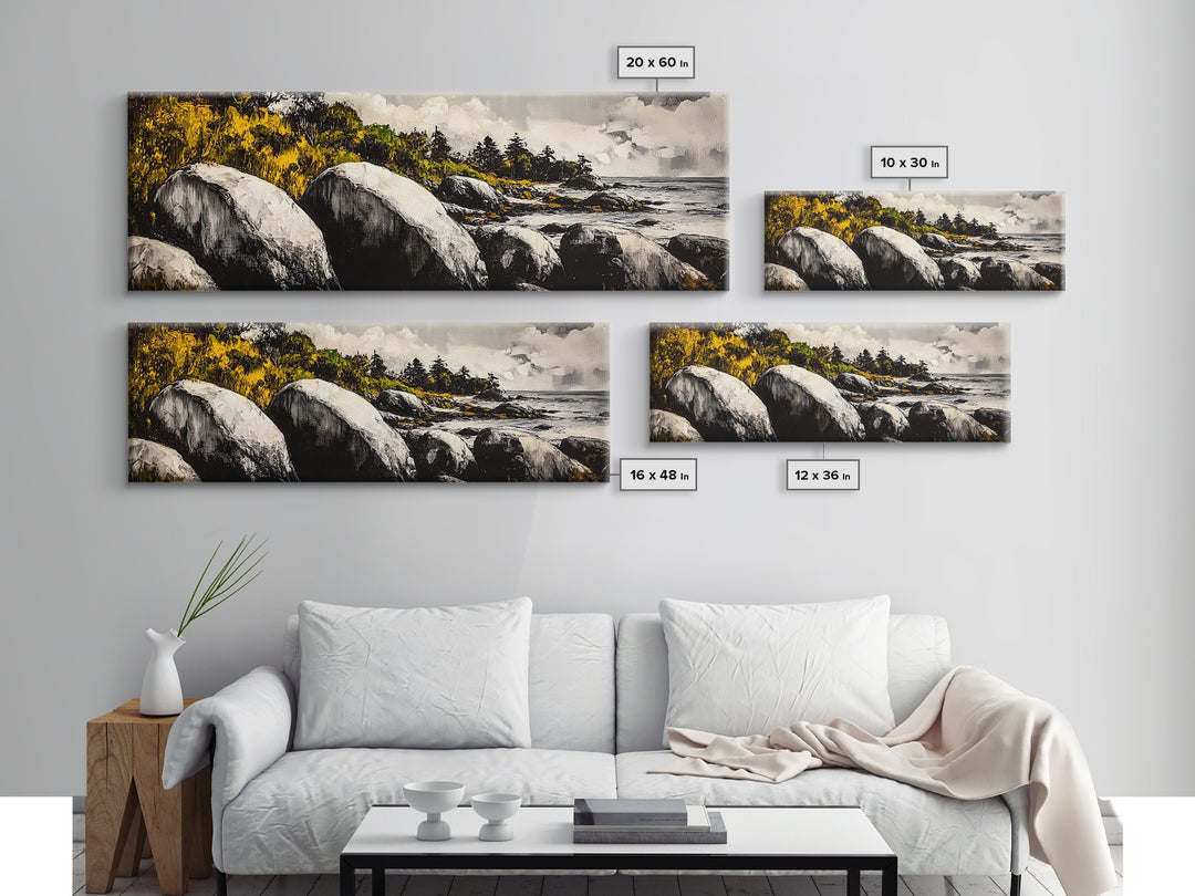 Rocky Shore, Coastal Landscape, Nature Inspired Art, Ocean Beach Wall Art, Large Format Art, Canvas Print, Living Room Art