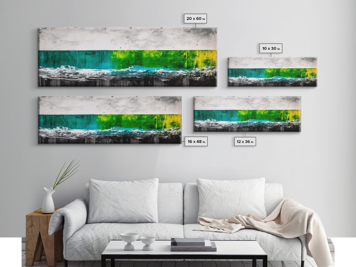 Abstract Water, Minimalist Ocean Art, Contemporary Coastal Decor, Serene Blue Green Painting, Canvas Print, Office Wall Art