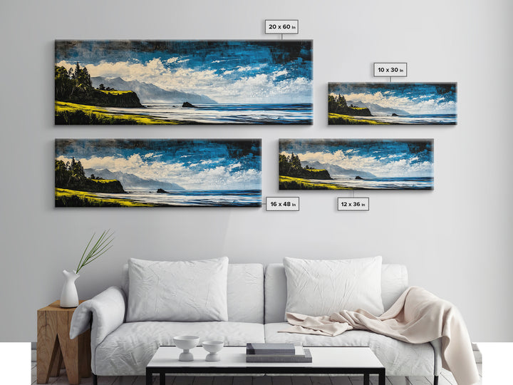 Coastal Cliff Painting, Blue Ocean Wall Art, Scenic Seaside Landscape, Nature Decor, Relaxing Beach Artwork, Bedroom Wall Art, Canvas Print