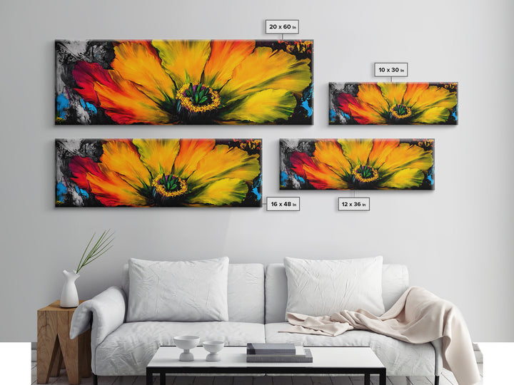 Abstract Flower, Bold Colors, Floral Wall Art, Vibrant Home Decor, Modern Impressionism, Fall Decor, Framed Canvas Print, Bedroom Wall Art