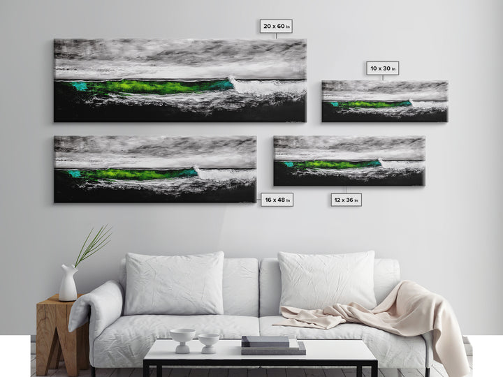 Rolling Waves, Coastal Decor, Stormy Seascape Print, Blue and White Art, Beach House Wall Art, Nautical Home Style, Framed Canvas Print