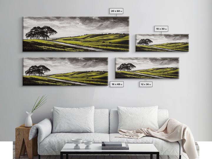 Rolling Hills, Nature Wall Art, Country Landscape Painting, Warm Autumn Tones, Rustic Home Decor, Framed Canvas Print, Living Room