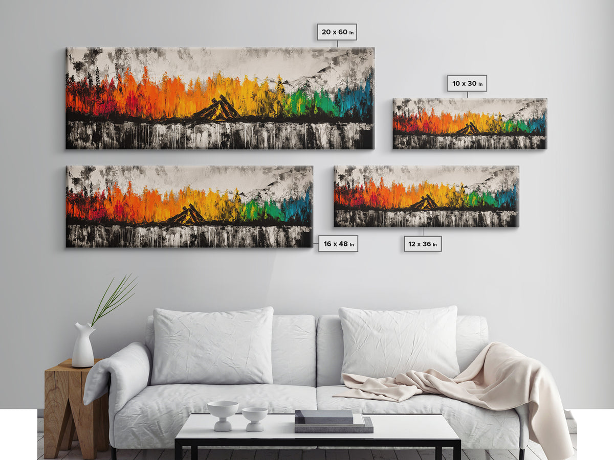 Campfire Nights, Fall Decor, Outdoor Adventure Art, Canvas Print, Rustic Home Wall Art, Cozy Fireplace Painting, Nature Lover Gift