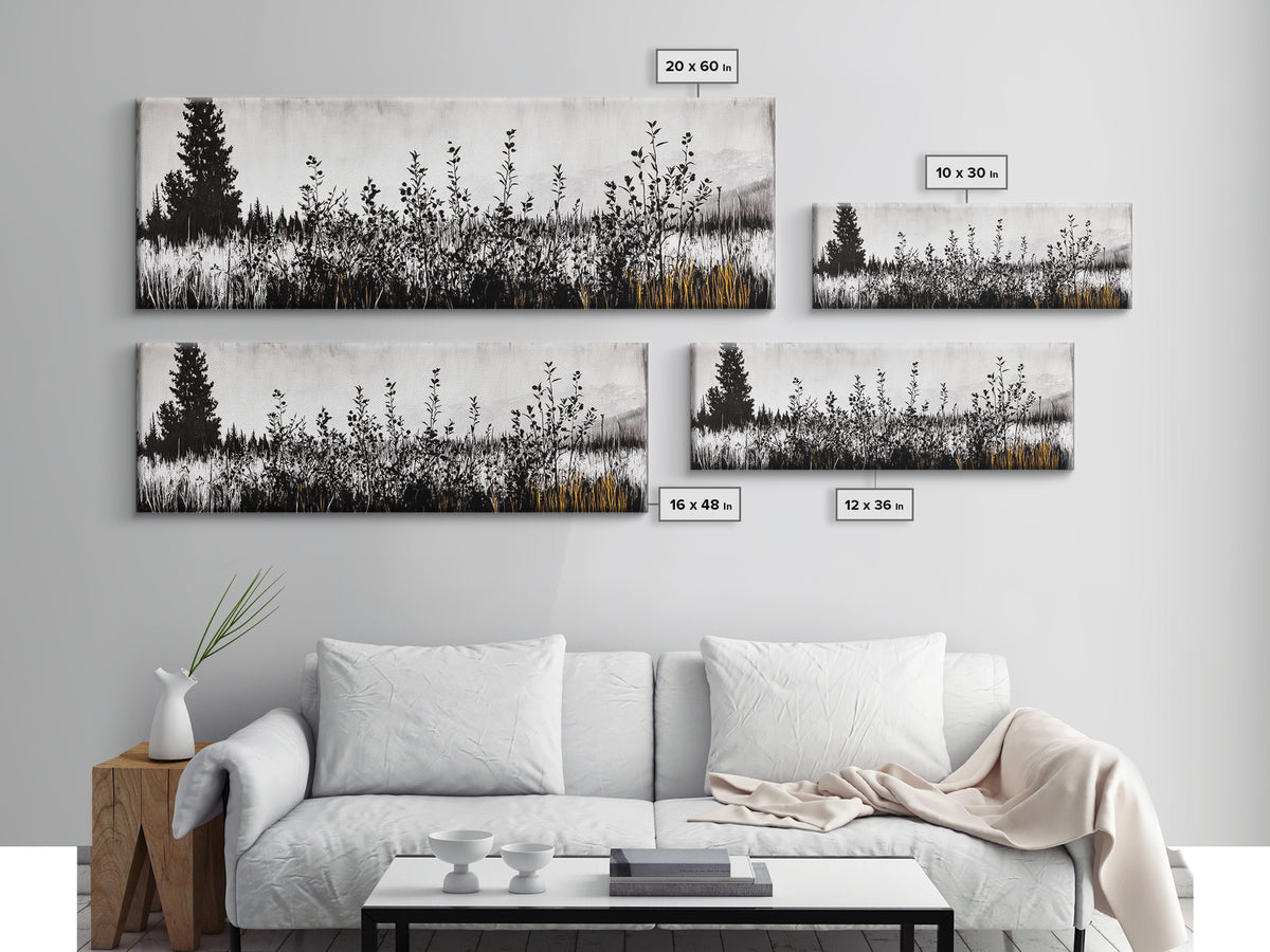 Wildflower Field, Rustic Landscape Art, Nature Print, Framed Canvas Print, Boho Wall Art, Living Room Decor, Autumn Art